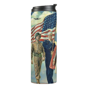 Vintage Patriotismus, stolzes Militärpersonal Held Thermosbecher