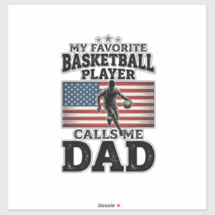 Vintage-Patriotismus-T-Shirt mit Basketball-Vater- Aufkleber