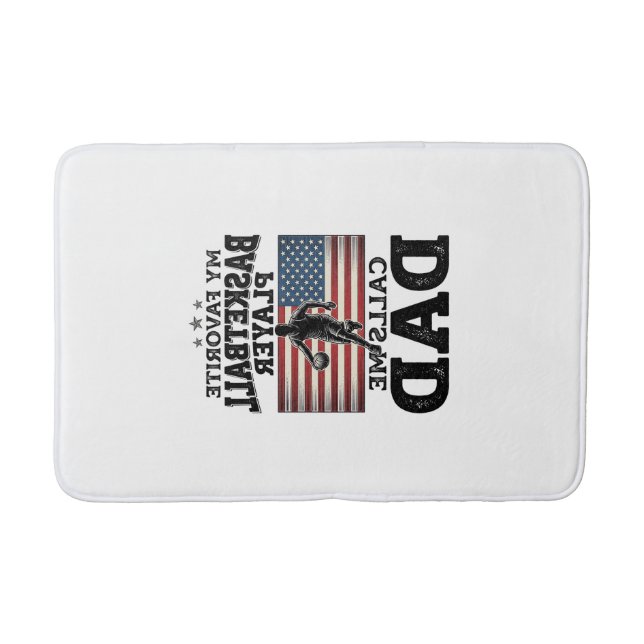 Vintage-Patriotismus-T-Shirt mit Basketball-Vater- Badematte (Vorderseite)