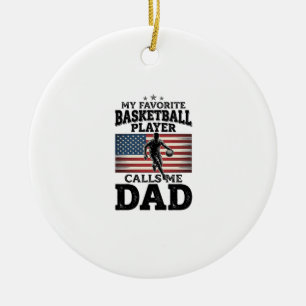 Vintage-Patriotismus-T-Shirt mit Basketball-Vater- Keramik Ornament
