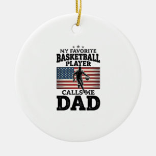 Vintage-Patriotismus-T-Shirt mit Basketball-Vater- Keramik Ornament