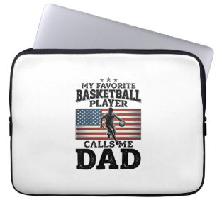 Vintage-Patriotismus-T-Shirt mit Basketball-Vater- Laptopschutzhülle