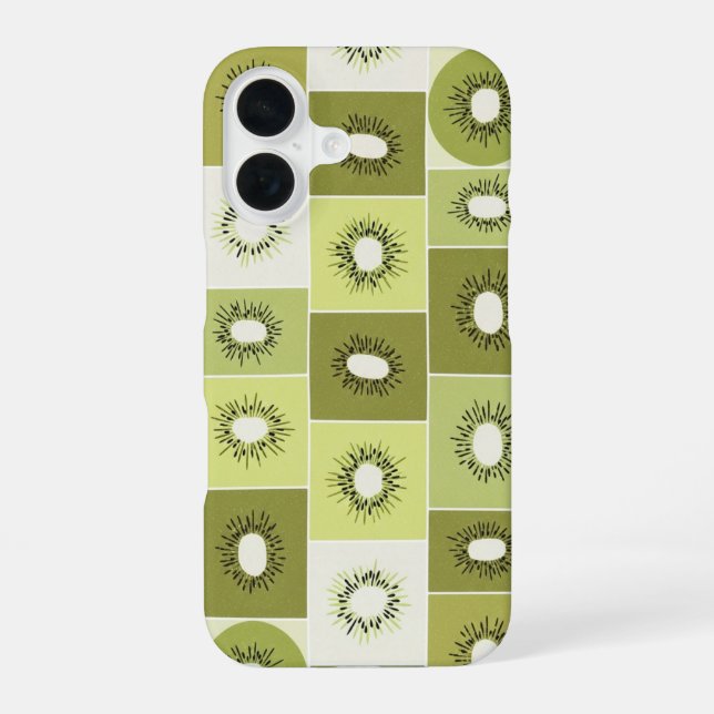 Vintage Pattern with Sliced Kiwis iPhone 16 Hülle (Rückseite)