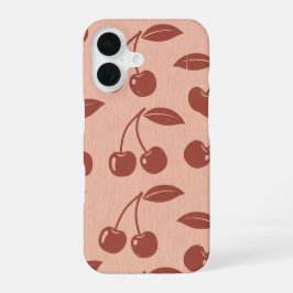 Vintage Pattern with Stylized Cherries iPhone 16 Hülle