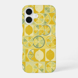Vintage Pattern with Stylized Lemons iPhone 16 Hülle
