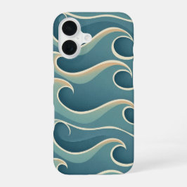 Vintage Pattern with Stylized Waves iPhone 16 Hülle