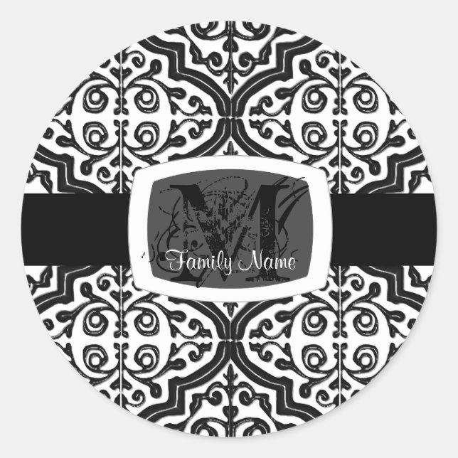 Vintage Patterned Quatrefoil Runder Aufkleber (Vorderseite)