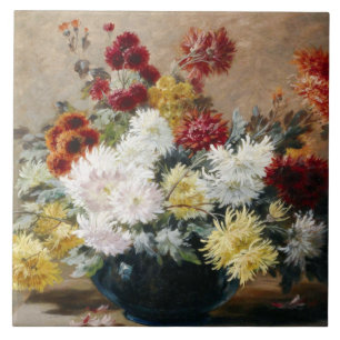 Vintage Paul Biva Astern in Vasen Blumen Fliese