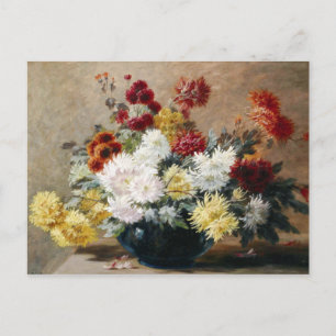 Vintage Paul Biva Astern in Vasen Blumen Postkarte
