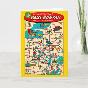 Vintage Paul Bunyan's Minnesota Karte