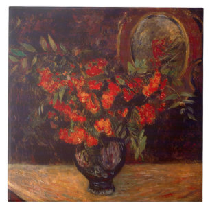 Vintage-Paul-Gauguin-Blumen-Blumen-Rotes-Bouquet Fliese
