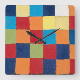 Vintage Paul Klee Qu 1 Farbdiagramm Quadrate Kunst Quadratische Wanduhr