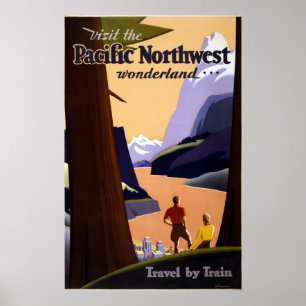 Vintage pazifische Nordwestmärchenland-Reise Poster