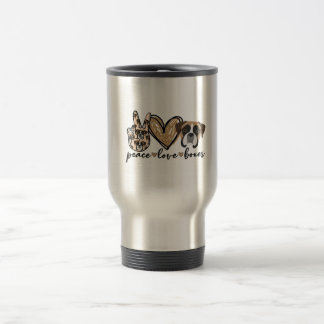 Vintage Peace Love Boxer Dog Pet Lovers Gift Ideas Reisebecher