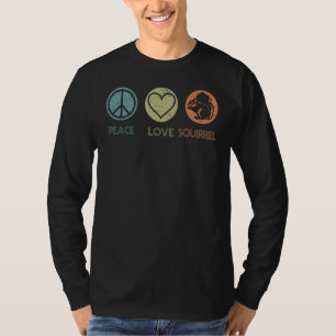 Vintage Peace Love Eichhörnchen T-Shirt Lustiges E