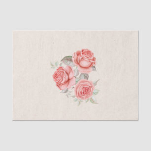 Vintage Peach Coral Rose Grüne Blätter Hochzeit Seidenpapier