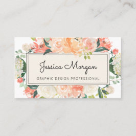 Vintage Peach floral Beruflich Business Cards Visitenkarte