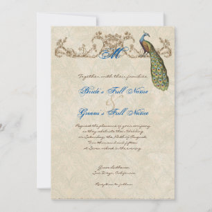 Vintage Peacock & Etchings Wedding Einladung