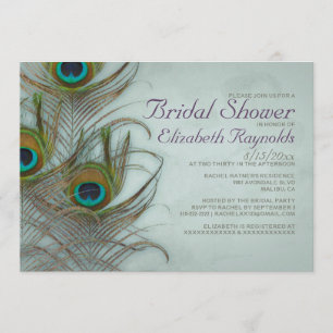 Vintage Peacock Feather Bridal Dusche Einladungen