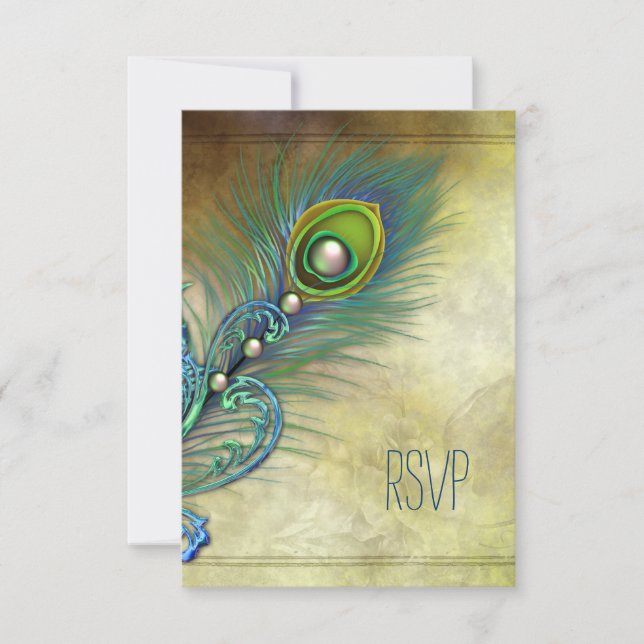 Vintage Peacock-UAWG RSVP Karte (Vorderseite)