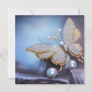 Vintage Pearl Kristall Butterfly Card