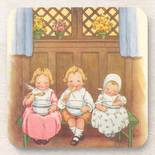 Vintage Pease Porridge Hot Kinderreim Nursery Rhym Untersetzer