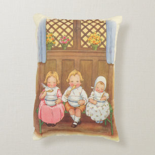 Vintage Pease Porridge Hot Kinderreim Nursery Rhym Zierkissen