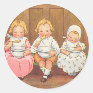 Vintage Pease Porridge Hot Kinderreim Runder Aufkleber