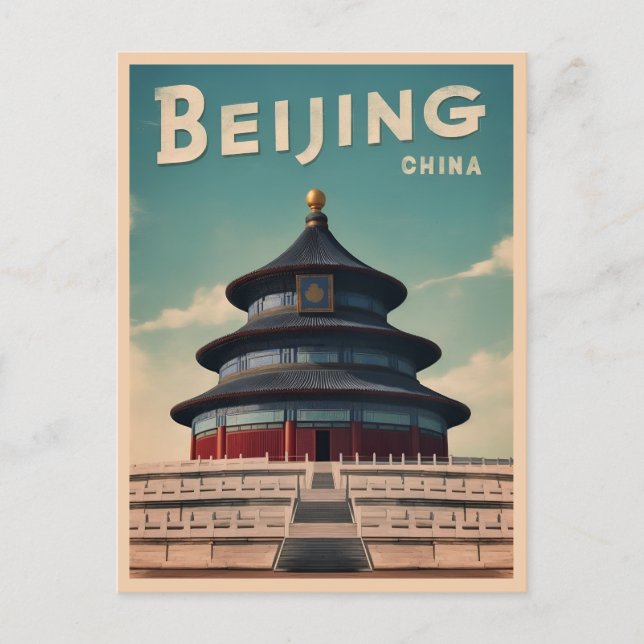 Vintage Peking China Retro Landschaftlich Postkarte (Vorderseite)