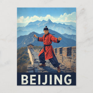 Vintage Peking Große Mauer Kung Fu Postkarte