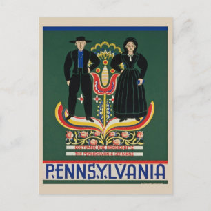 Vintage Pennsylvania Dutch Amish Deutsche Reise Postkarte