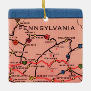 Vintage-Pennsylvania-Karte  Keramikornament
