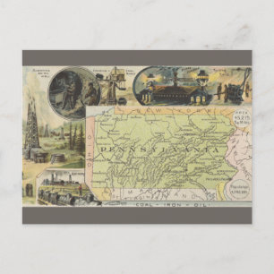 Vintage-Pennsylvania-Karte Postkarte