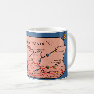 Vintage-Pennsylvania-Karten-Tasse Kaffeetasse