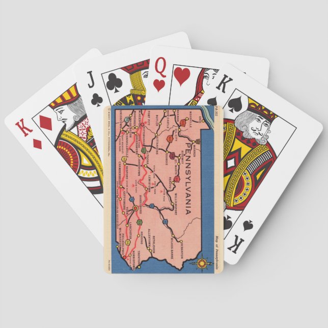 Vintage Pennsylvania Map Playing Cards Spielkarten (Rückseite)