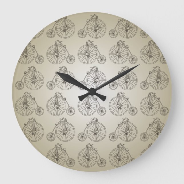 Vintage Penny Farthing Bicycle Wall Clock Große Wanduhr (Vorderseite)