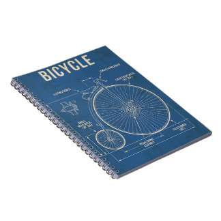 Vintage-Penny-Farthing-Blueprint-Spiral-Notizbuch Notizblock