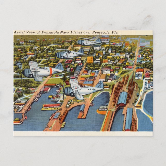 Vintage Pensacola Luftaufnahme von Florida Postkarte