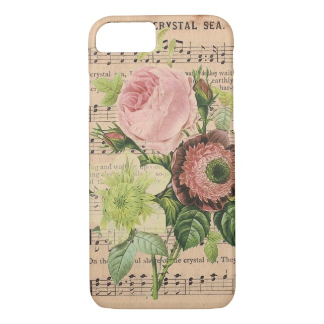 Vintage Peonies auf Notenblättern Case-Mate iPhone Hülle (Rückseite)