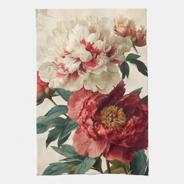 Vintage Peonies Geschirrtuch (Vertikal)
