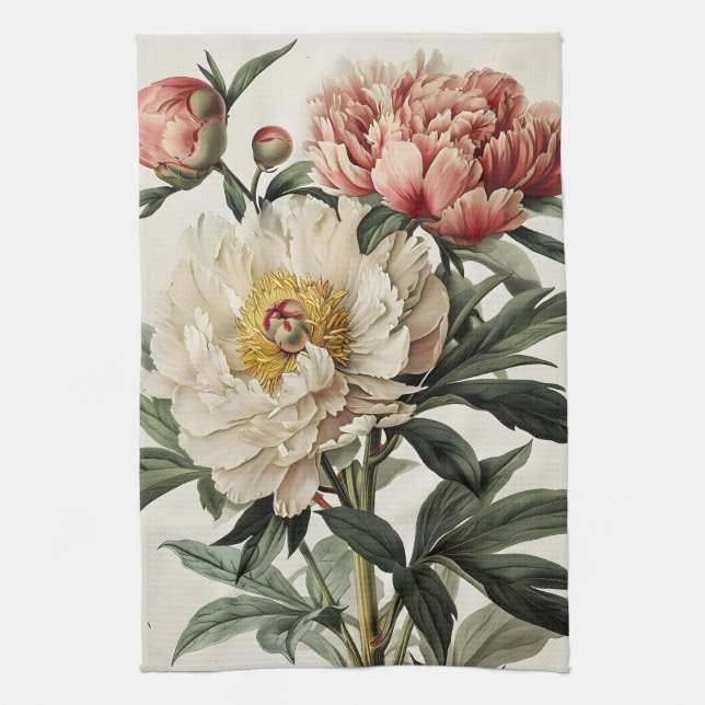 Vintage Peonies Geschirrtuch (Vertikal)