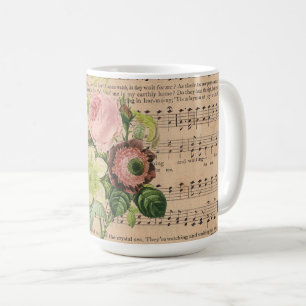 Vintage Peonies und Noten Kaffeetasse