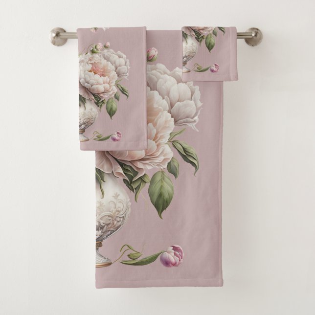 Vintage Peonts in Elegant Vase Badhandtuch Set (Insitu)