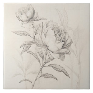 Vintage Peony 1 Botanische Dekorationsfolie Fliese