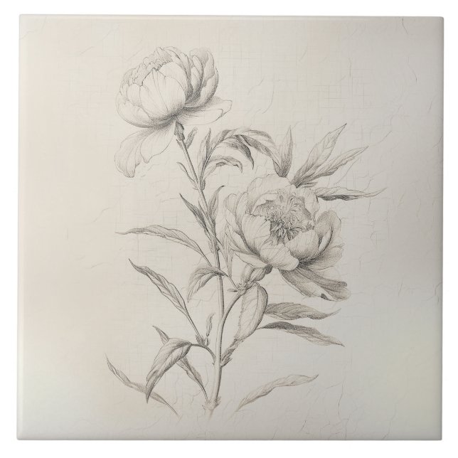 Vintage Peony 3 Botanische Dekorationsfolie Fliese (Vorderseite)