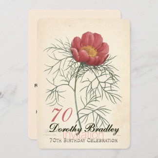 Vintage Peony 70. Geburtstag Feier Einladung