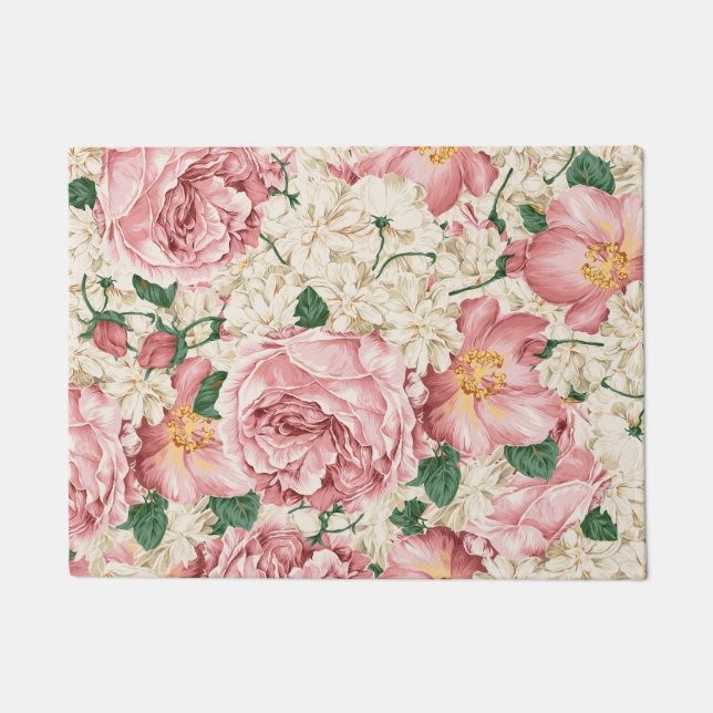 Vintage Peonys und Hydrangeas Doormat Fußmatte (Vorderseite)