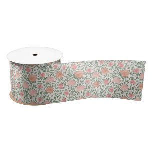 Vintage Perfecte rosa- und pfirsichfarbene Rosen Satinband