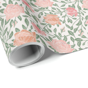 Vintage Perfekte Rosa und Pfirsich Rosen Geschenkpapier
