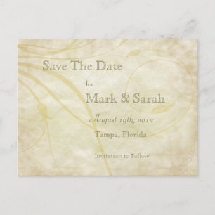 Vintage Pergament-Blätter Save the Date Geblüht Ankündigungspostkarte